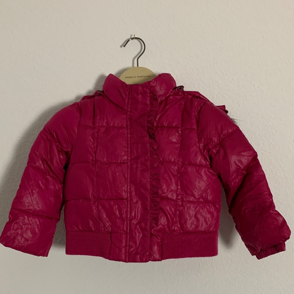 Circo Fuchsia Kids Puffer Jacket with ruffles design